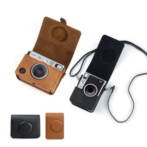 【NEW F】Retro PU Leather Camera Bag For Fujifilm Instax Mini EVO Instant Camera Storage Bag with Shoulder Strap Hard Protective Shell
