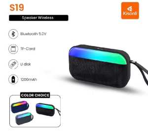 KISONLI Speaker Wireless S19 Slim Fit RGB Light Colorful Deep Bass Portable