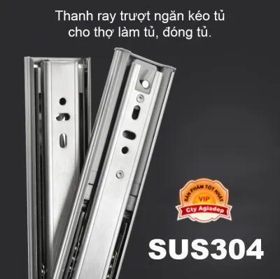 Bộ 2 Thanh ray trượt ngăn kéo tủ cho thợ làm tủ đóng tủ - Loại giảm chấn