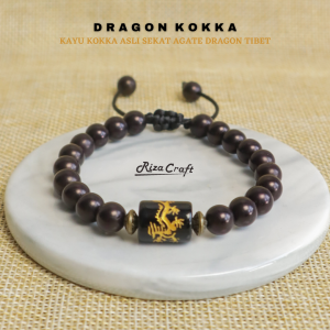 Gelang Aesthetic Pria Wanita Keren Terbaru Tali Serut Kayu Kokka Kaukah Kokah Koka Kecil Kombinasi Batu Akik Alam Kristal Hitam Agate Ukir Naga Asli Ori Original Kesehatan Terapi Cowok Cewek Dewasa Korea Style Mewah Elegan Arab