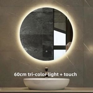LED bathroom mirror smart mirror round mirror defogging waterproof bedroom mirror decoration