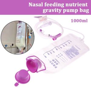 1000ML Disposable Nasal Feeding Bag Enteral Nutrition Supply Bag Nasal Feeding Nutrient Gravity Pump Transparent Plastic Tube Bag