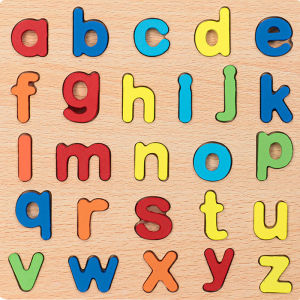 ABC Alphabet Digital Puzzle Wooden Toys Kid Number Letter shape Matching Jigsaw Board 20x20cm
