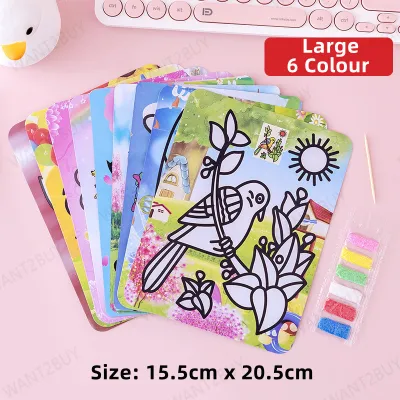 🇲🇾 DIY Creative Cartoon Sand Painting Canvas Art Kids Kindergarten Handmade Colour Graffiti Eco Bag Lukisan Pasir 儿童沙画