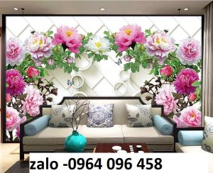 Mẫu tranh hoa hồng leo - tranh gạch 3d ốp tường - 933XV