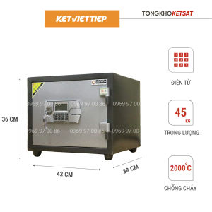 Két sắt chống cháy gia đình K68BLN-DT khóa điện tử nặng 45kg có báo động chống dò mã chống dịch chuyển két