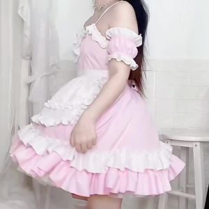 Two-dimensional pink lolita maid outfit Cosplay Anime Cosplay Maid Uniform Cafe Dress