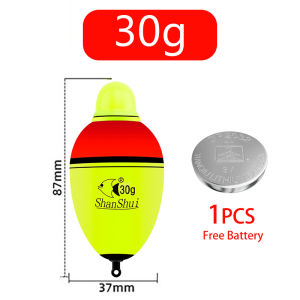 ICAMPDO LED lampu Pelampung Pancing Besar Nano Electronic Luminous Big Belly fishing Float Pelampung Mancing siakap Ikan 2 Color Light Eye Catching Buoy Tail High Sensitivity Fishing Float Stream Deep Water Sea Fishing Float
