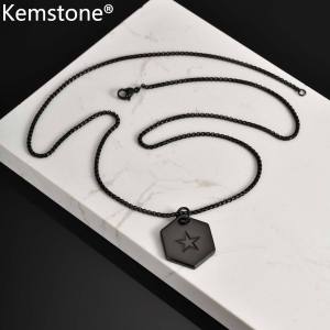 Kemstone thép không gỉ ngôi sao năm cánh hình học Dog Tag Hip hop vòng cổ hợp thời trang mặt dây chuyền cho nam giới