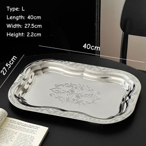 French retro metal tray Square embossed desktop storage tray Home dessert and fruit plate tableware
