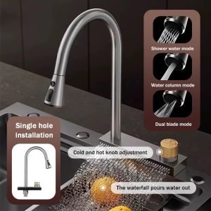 Roman Waterfall Pulling Faucets for sink kitchen stainless hot and cold Faucet 360 rotation Water Tap Sink Faucet Bathroom Faucet Laundry Faucets
