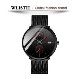 WLISTH men watch new Quartz Casual original brand Exquisite Fashion Calendar Waterproof Luxury Holiday gift Mineral glass Metal strap [951]