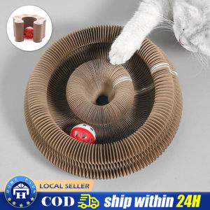 Foldable Magic Organ Cat Scratcher Scratch Round Corrugated Scratching Cat Toys with Bell Interactive Toys Grinding Claw Toy