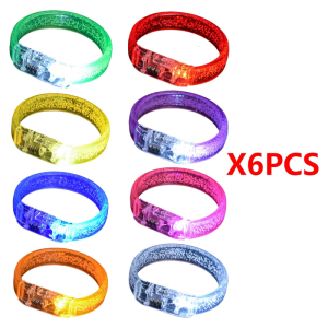6PCS đèn LED Vòng đeo tay cho trẻ em thanh thiếu niên và người lớn nhiều màu LED Dây đeo cổ tay thanh lịch trang phục dự tiệc phụ kiện cổ tay