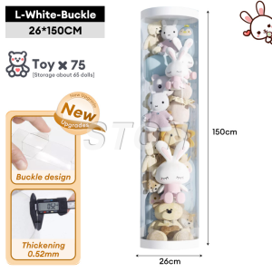LifeStow 120/150cm Doll Storage Bucket Plush Toy Storage Box Toy Organizer Zipper Style Transparent PVC Tube