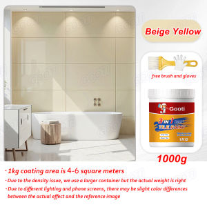 GOOTI 1KG Tile Paint Refurbish & Change Color Paint Waterproof Wear-resistant Bathroom Floor Tiles Paint Quick Dry Anti-peeling Wear-resistant  Bathroom/Kitchen/Balcony Floor Wall Renovate Paint Waterborne Tile Paint Universal Color Change