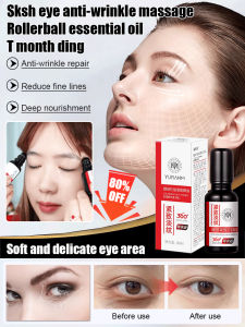 Eye Roller Oil 20g Eye Roller Oil Massage Eye Serum Wrinkle Treatment Eye Care 360° Cooling Massage Ball Dark Circle Treatment Fine Lines Reduction Hydrating Eye Serum