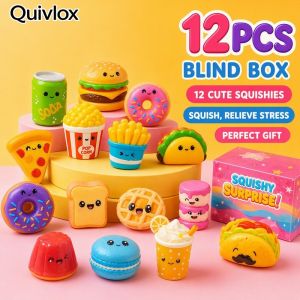 Squishy Toy Blind Box 12 Pcs Soft Silicone Stress Relief Kawaii Desk Decor Party Favor Gift