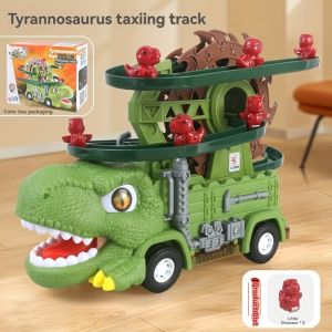 Xe đồ chơi hình khủng long nhạc nhẹ Tyrannosaurus Rex Thiết bị theo dõi xe trượt nhạc nhẹ xe đồ chơi lắp ráp giáo dục trẻ em Xe đồ chơi hình khủng long thích hợp làm quà tặng giáng sinh cho trẻ em đồ chơi chạy điện Tạ ơn không bao gồm pin