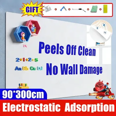 【24 hours delivery】 Electrostatic Whiteboard Electrostatic whiteboard wall stickers Easy to disassemble Super magnetic suction writing board stickers Graffiti board Wall Stickers Electrostatic Adsorption 白板