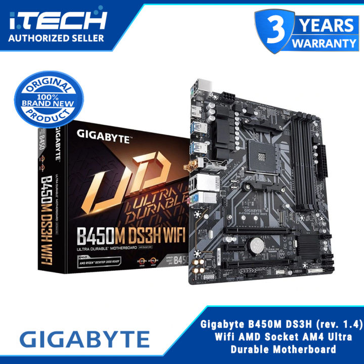 Gigabyte B450M DS3H Wifi AMD Socket AM4 Ultra Durable