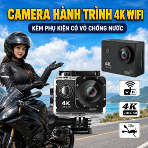 Bộ Camera Hành Trình 4K Wifi Action Cam Gắn Xe Máy Mũ Bảo Hiểm Hỗ Trợ Chống Nước