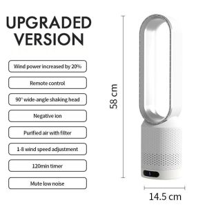 Ready Stock 20 Inches Household Fan Bladeless Standing table Fan Negative Ion Air Purification Touch Screen Fan 220VFast shipping