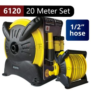 QuickFix [NEW] ISANO Retractable Water Hose Reel Roller 10m & 20m Auto Rewind Wall Mount Pipe Extension Air Rumah Garden