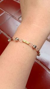 gelang rantai bambu ukir double kombinasi warna+ 1bel/ gelang perak asli silver 925 lapis emas/gelang fashion wanita impor