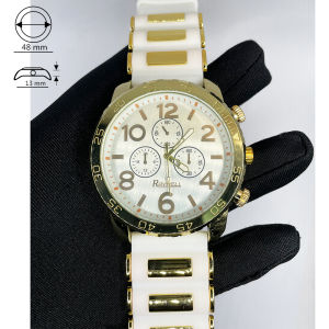 Raynell Jam Tangan Pria - Body Gold  – Gold Dial – Black/Gold Rubber Band - CL-RNY-KRT-11096-BBlue-Black Rubber Band