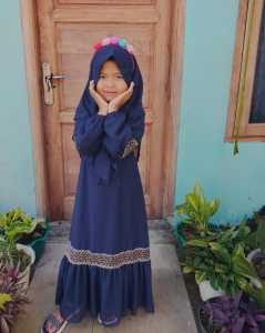 Hanakids gamis muslim anak perempuan renda viral bahan ceruty babydoll set khimar usia 3-11 tahun