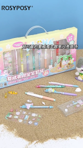 สมุดจดบันทึกเขียนปากกาเจลสำหรับแบบยืดหดได้8ชิ้น0.5ปลายขนาดมิลลิเมตรหมึกเจลลายการ์ตูนแห้งเร็วปากกานักเรียนอุปกรณ์การเรียน