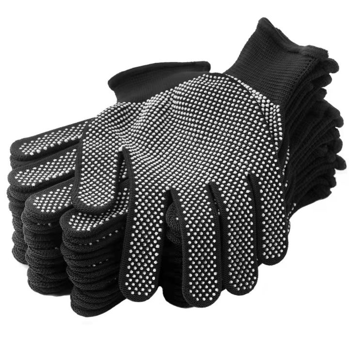 Lazada Black Gloves Cotton 1Pairs Rubber Cotton Safety Gloves