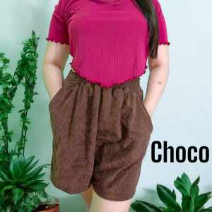 High Waist and plus size Corduroy Rosan Short for Women Panlakad | Freesize 2XL 3XL