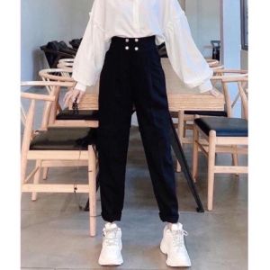Quần baggy nữ cạp cao 4 cúc