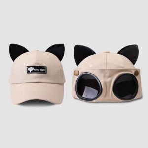 MICACOH Couple Gift Simple Apparel Accessories Cat Ear Cotton Sunscreen Hat Streetwear Women Baseball Cap Pilot Hat Adjustable Peaked Cap Korean Style Sun Visor