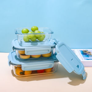 HF Glass Lunch Box Set Microwaveable School Office Independent Color Box Packaging for Gifts