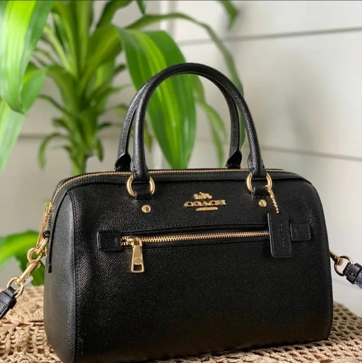 Guaranteed Original Coach Rowan Satchel Top Handle Bag in Black Crossgrain Leather F79946 Lazada PH