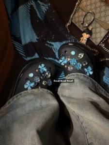 Blue butterfly starry sky semicircle flower shoe bag decoration set DIY