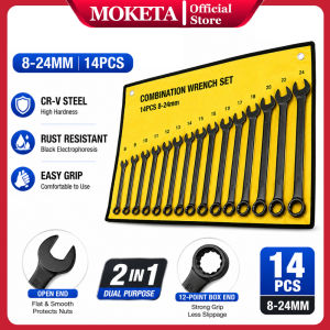 Moketa Combination Wrench Tool Set 14pcs 8-32mm Professional Dual Purpose Allen Wrench Set