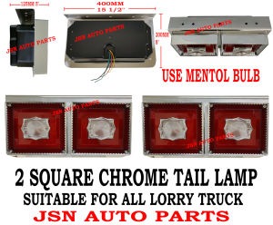 J101S13 2 SQUARE CHROME TAIL LAMP FOR LORRY  USE MENTOL BULB J246 TRUCK AKSESORI