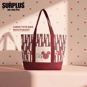 Surplus Disney x Hydrofresh Large Canvas Tote Bag with Pocket (Red)