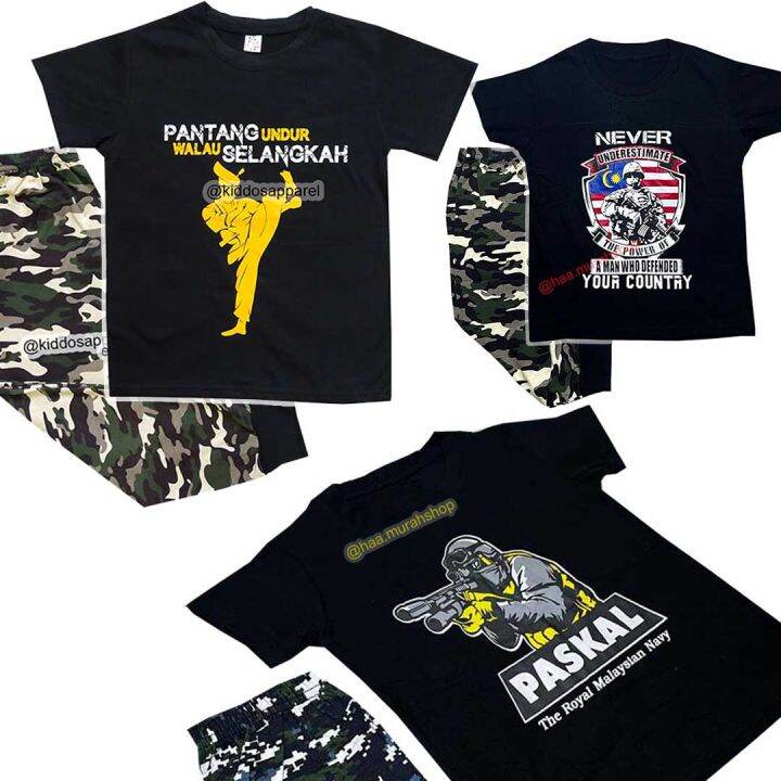 Baju Paskal Budak Camouflage Kid Tshirts Baju Askar Unisex , Baju Tidur ...