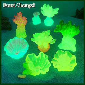 Fanzi Marine Luminous Coral Micro Landscape Ornaments Glowing Coral Oyster DIY Desktop Fish Tank Aquarium Decor Toys Dollhouse Model