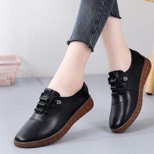 Free Shipping 2026 Spring/Summer New Collection: Non-Slip Soft-Soled Elastic-Band Thick-Soled Casual Leather Shoes For Middle-Aged And Elderly Women