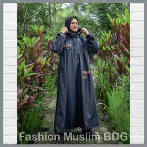 Jas Hujan Gamis Ponco Syari Wanita Muslimah Bahan Parasut Balon Import Premium