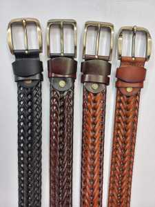 SANASINI BERKAH ikat pinggang kulit anyaman cokelat dengan kancing emas bundel penjualan topi gratis