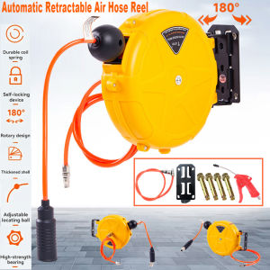 Mini Air Drum Automatic Retractable Hose Reel Coil 8mm Tracheal Reel Sealed Self-Locking Recirculation Pneumatic Blowing Tool for Garages/4S Shops/Workshops/Agriculture