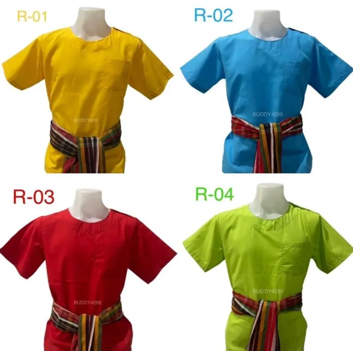 ชุดประจำชาติ เสื้อคอกลม กระดุมบ่า เสื้อผ้าไทย หลายสี (สีโทนเข้ม โทนอ่อน โทนพาสเทล) มีมากกว่า 25 สี