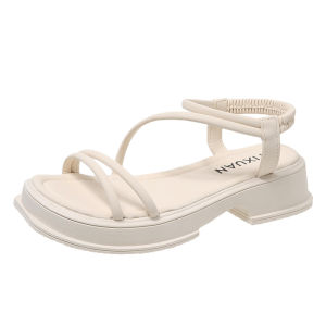 [Free Shipping] 2026 New Thick-Soled Sandals Cross-Strap Design Versatile Elastic Band Roman-Style Open-Toe Breathable Sandals For Women